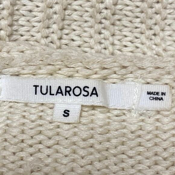 Tularosa Cream Long Sleeve Boho Fringe Midi Open Cardigan Sweater Top Size S - Picture 3 of 3